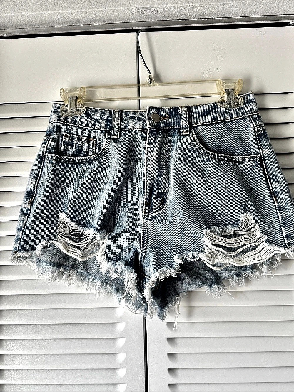 Women's Distressed Denim Jean Shorts in Blue